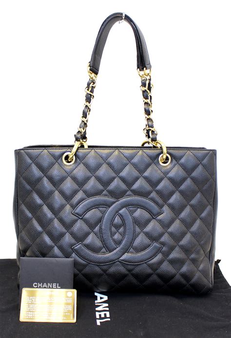 chanel black caviar quilted leather grand shopper tote handbag|Chanel Tote Bags .